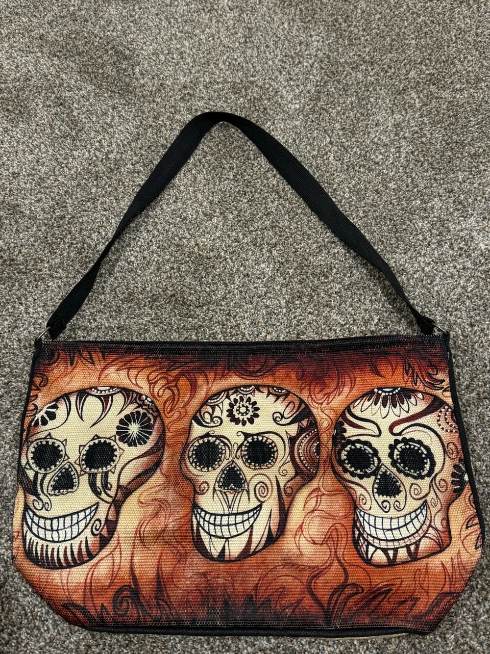 Vtg. El Paso Saddleblanket co. Day of the Dead Skull cotton shoulder bag